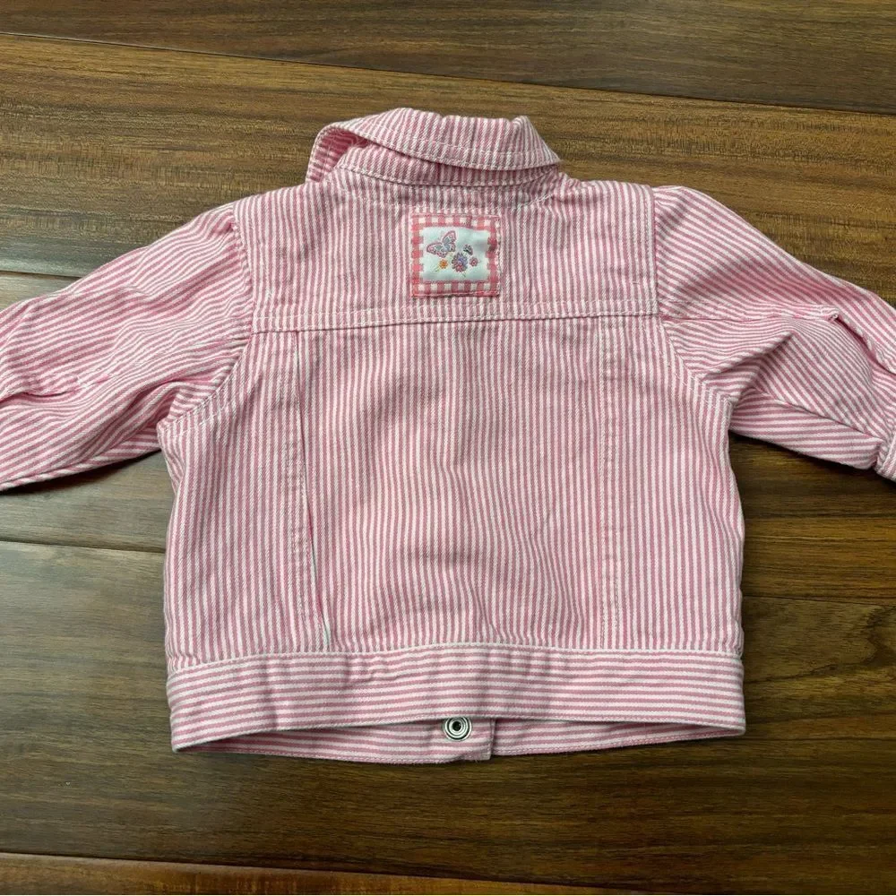 The Children’s Place vintage y2k denim pink/white stripe jacket